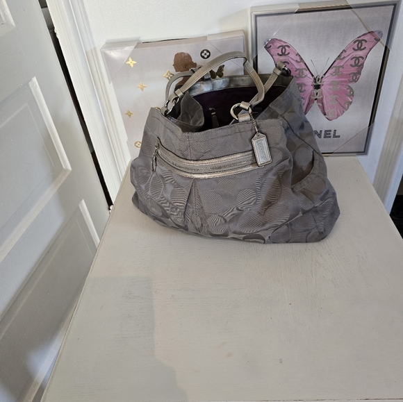 Coach Metallic Gray Shoulder Bag - Picture 2 of 10